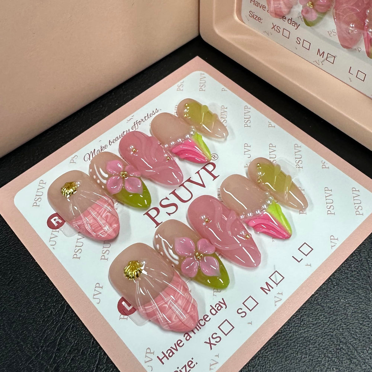 10Pcs Handmade Press On Nails 3D White Floral Luxury Diamond Coffin M