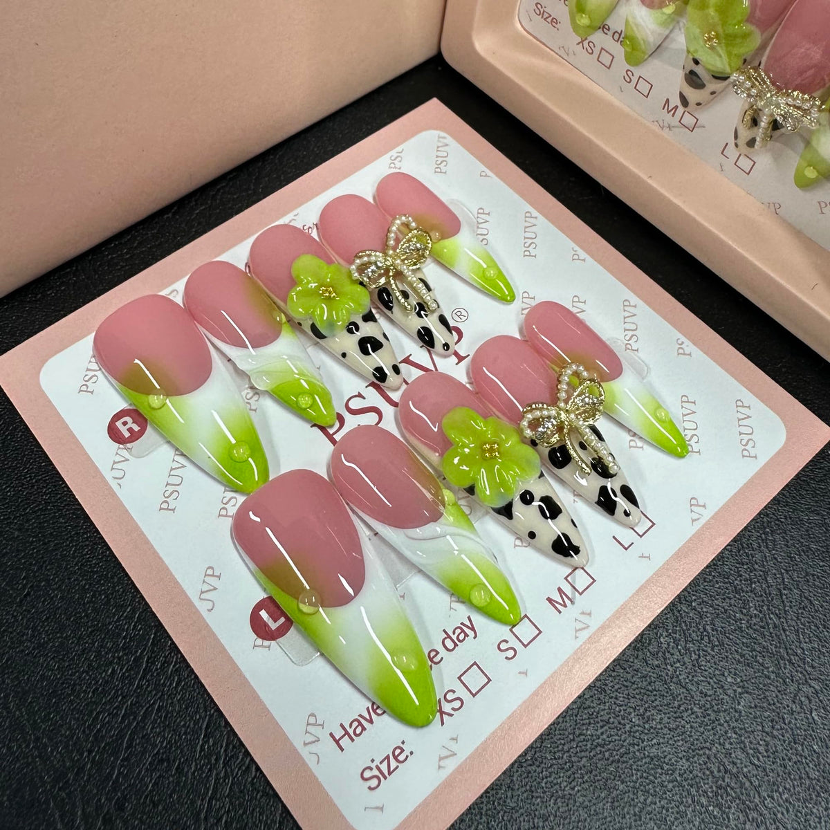 10Pcs Handmade Press On Nails 3D White Floral Luxury Diamond Coffin M