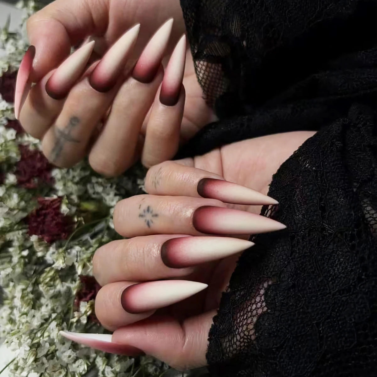 BABALAL Long Stiletto Press on Nails Metallic Gold Chrome Fake Nails