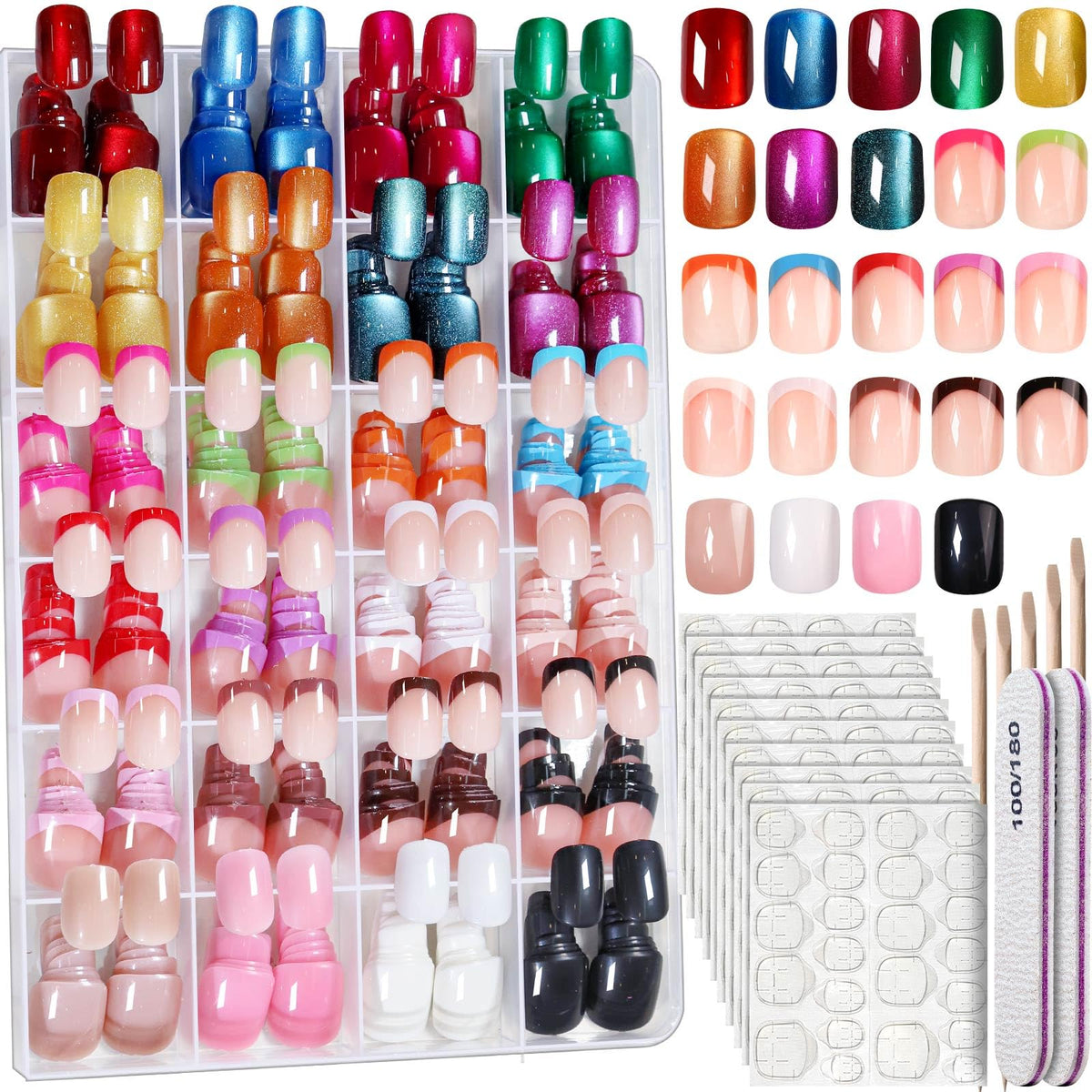 FANDAMEI Press on Nails, 24 Colors 576PCS Press on Nails Short Square Matte Glossy. Glitter Nails Short Round. Natural Fit Lightweight Fake Nails Natural for Nail Art