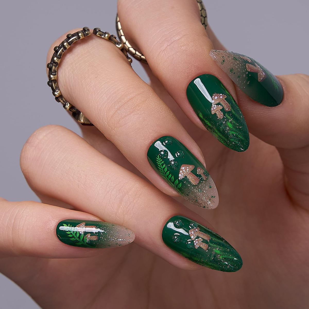 CurvLife Long French Tip Press On Nails, Pearl Rhinestones, Soft Gel