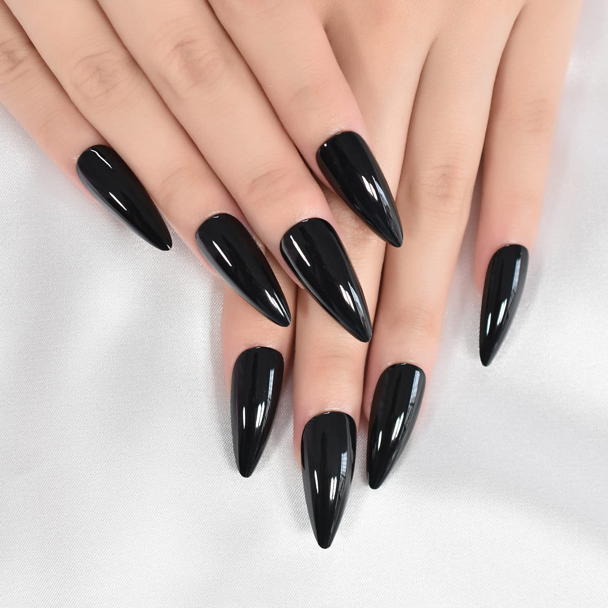 EchiQ Press On Nails Pearl Shine Pink French Nail White Round Fake Nails Short Glossy Satin Artificial Lady Fingernails with Adhesive Tabs