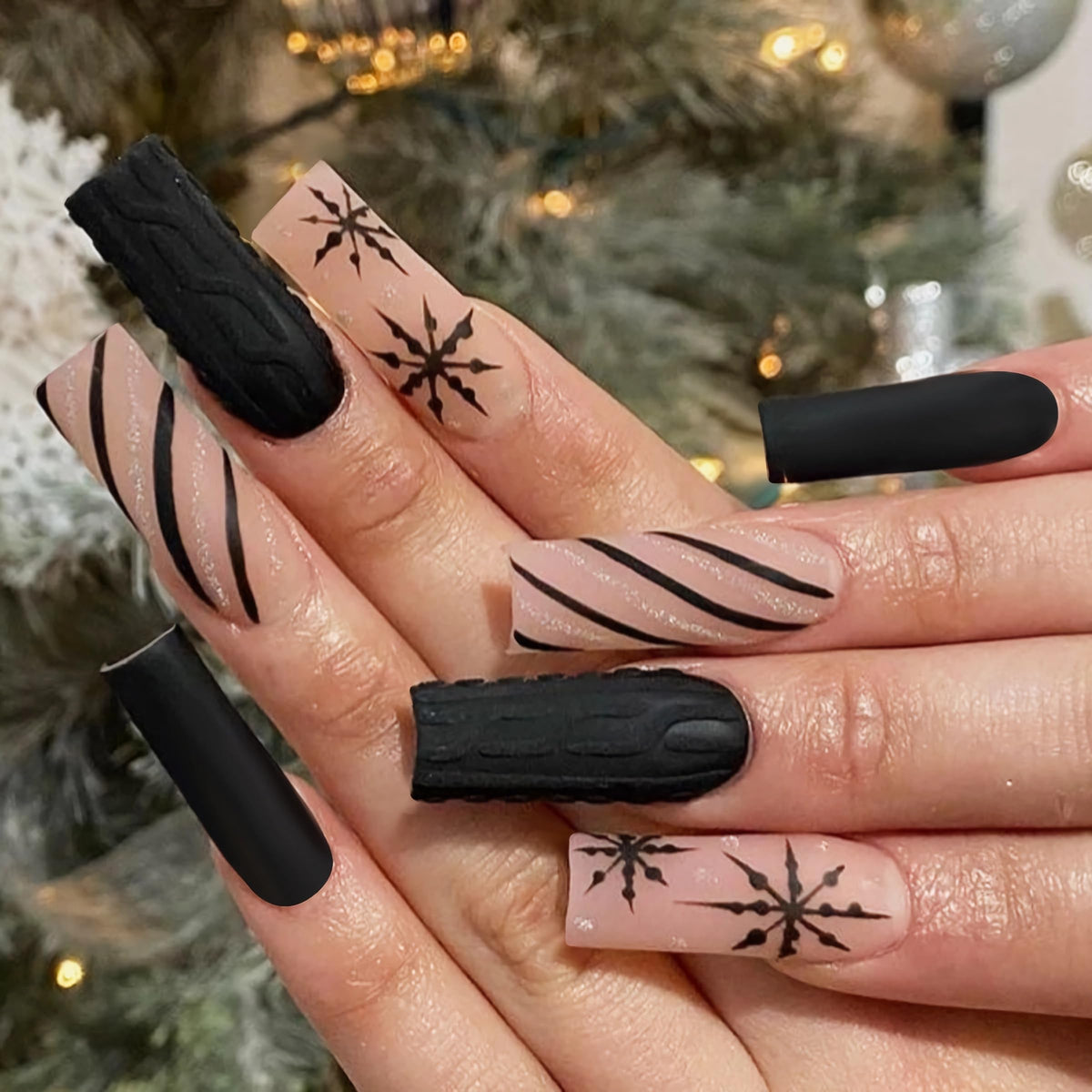 BABALAL Press On Nails Long Square Fake Nails Nude Pink White French Tip Lace Pearl Rhinestone Glossy Bridal Wedding Glue On Nails 24Pcs