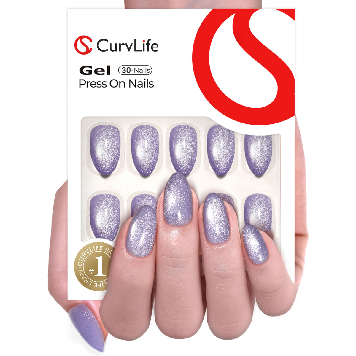 CurvLife Long French Tip Press On Nails, Pearl Rhinestones, Soft Gel