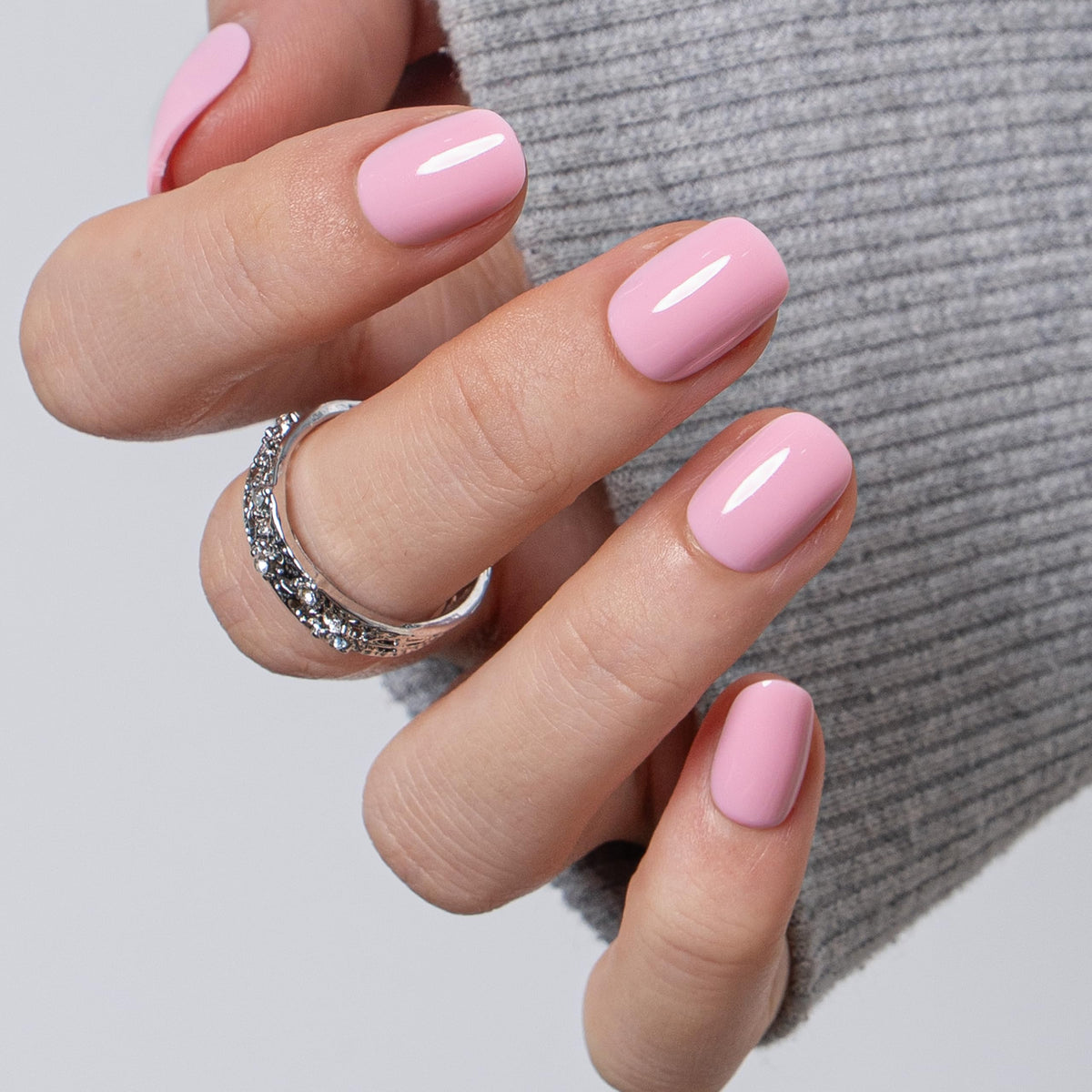 CurvLife Extra Short Oval Press On Nails, Nude Peach Pink, Soft Gel