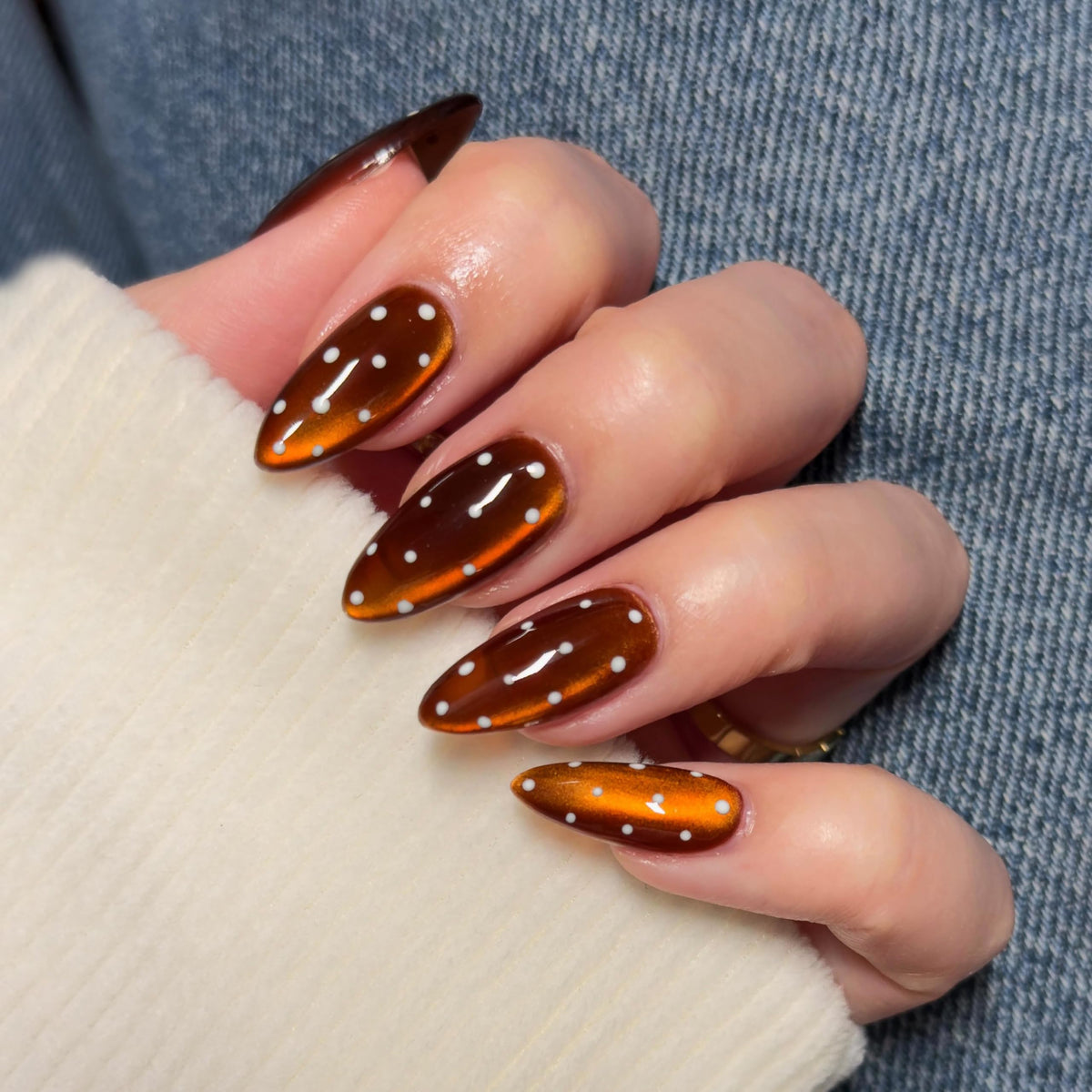 Qsnidy Press on Nails Almond, Ombre Nude to White, Glossy Fake Nails