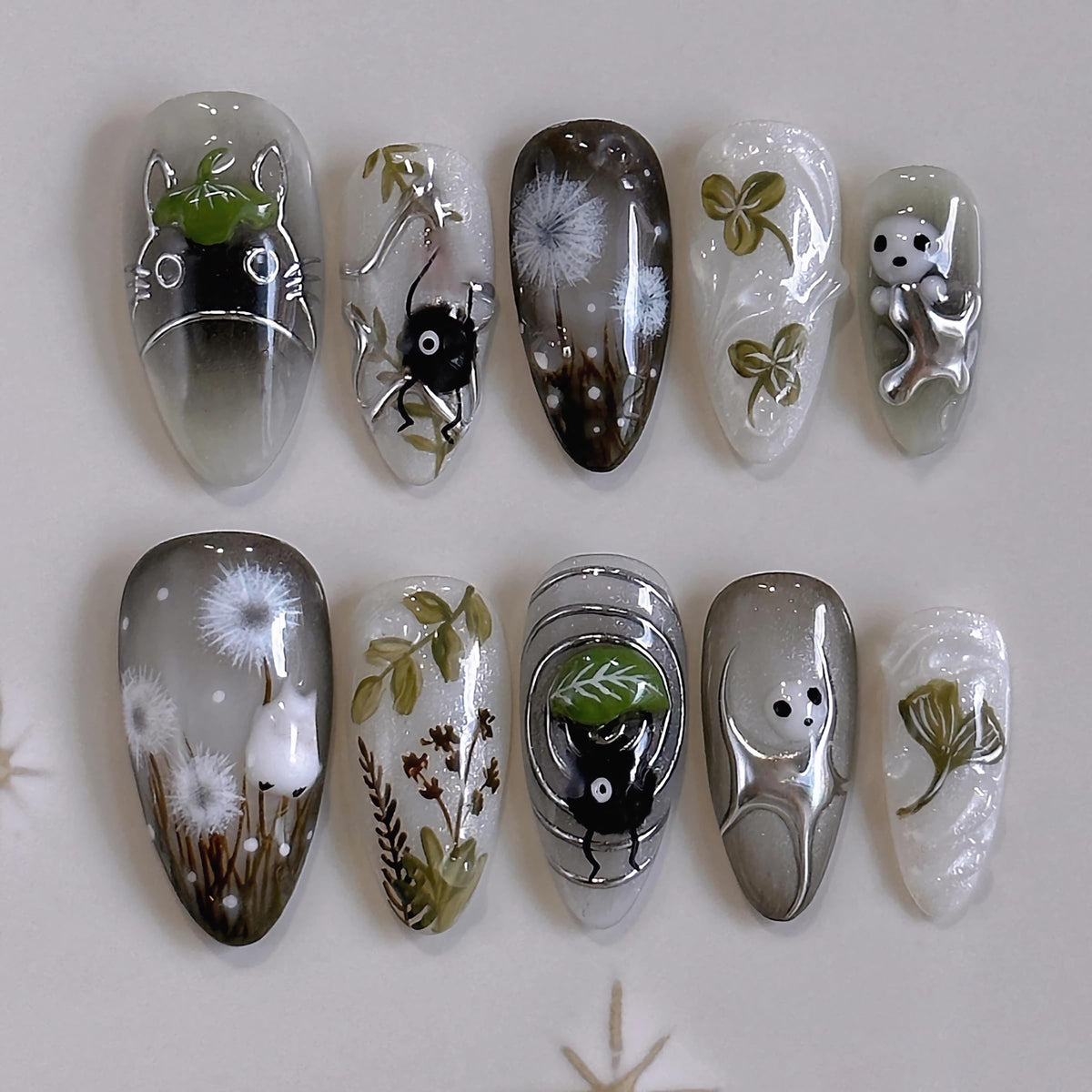 BABALAL Bridal Lace Press On Nails, Medium Almond Fake Nails with 3D White Floral & Pearl, Nude Ombre Acrylic Stick On Nails for Women 24Pcs