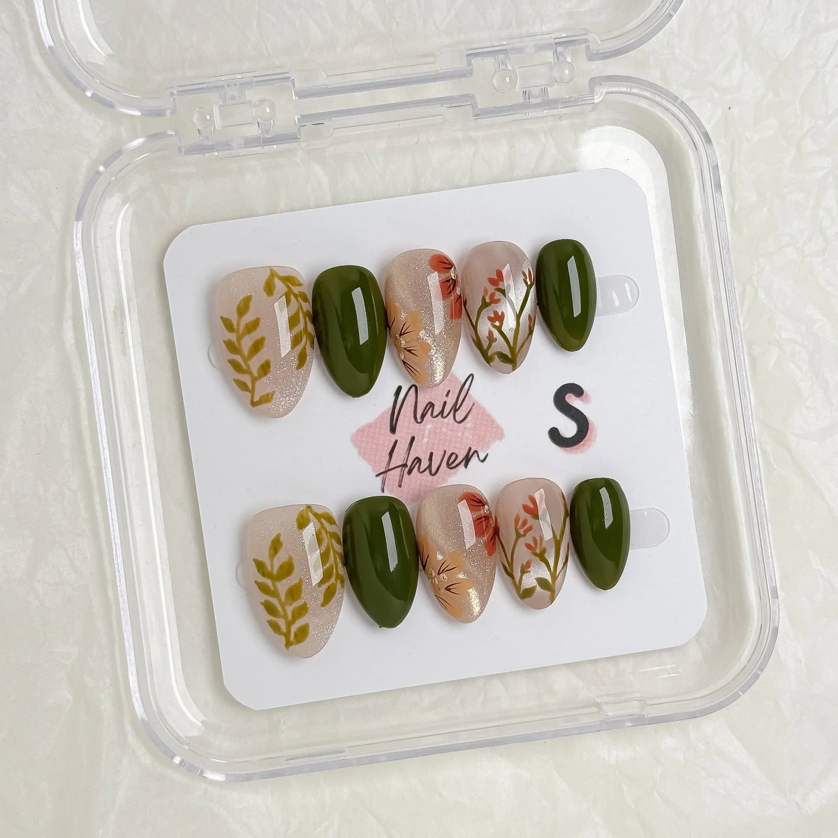 NailHaven| Short Almond Continued Collection - 10 Pcs Handmade Press-On Nails| Cute Acrylic Nails, High Quality Reusable