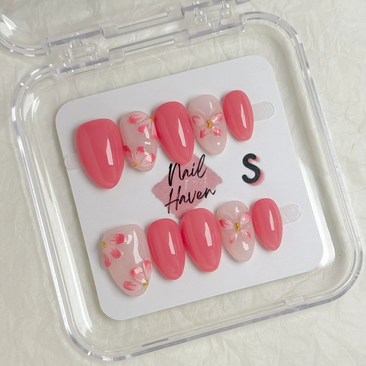 NailHaven| Short Almond Continued Collection - 10 Pcs Handmade Press-On Nails| Cute Acrylic Nails, High Quality Reusable