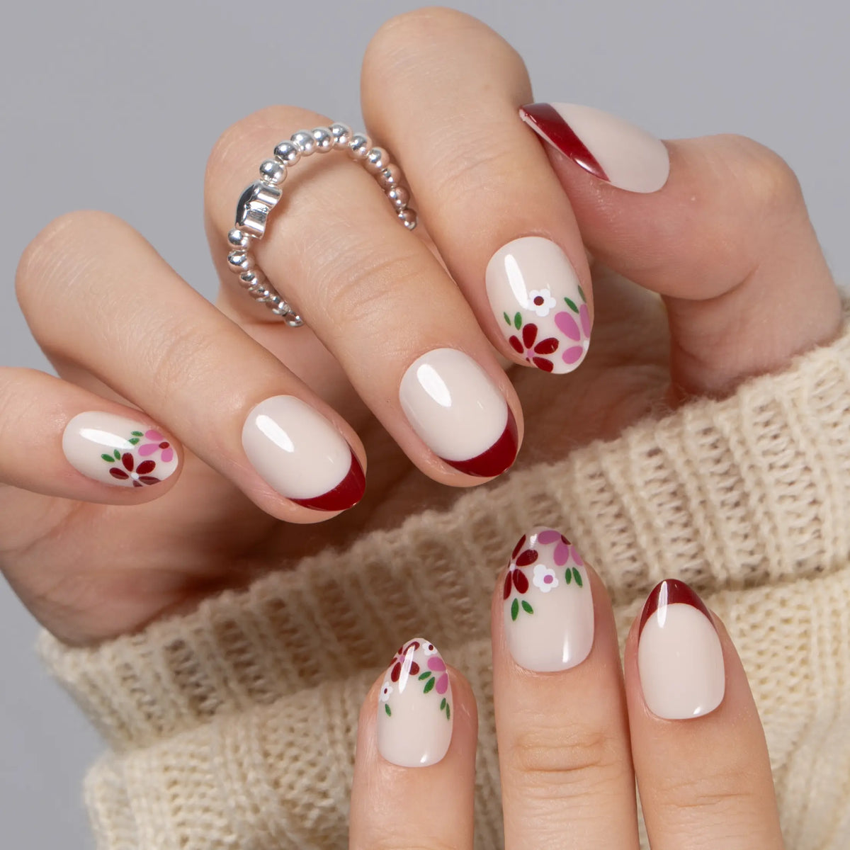 CurvLife Nailora Extra Short Almond Press-On Nails Collection – 30PCS Soft-Tapered Shape, Nude Pink, Glossy Minimal, Floral and Chic Everyday Styles, Reusable Salon-Look Nails for Daily Wear, Work, Dates and Effortless Polished Looks,sohochic