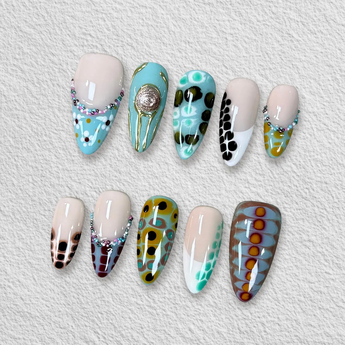 Pressmeon Handmade Press-on Nails | Glamorous Stiletto Square Almond Shape Collection | 3D Luxury Salon Quality press on nails | Reusable & Extra Durable press on nail sets | Eco Package acrylic nails with nail glue