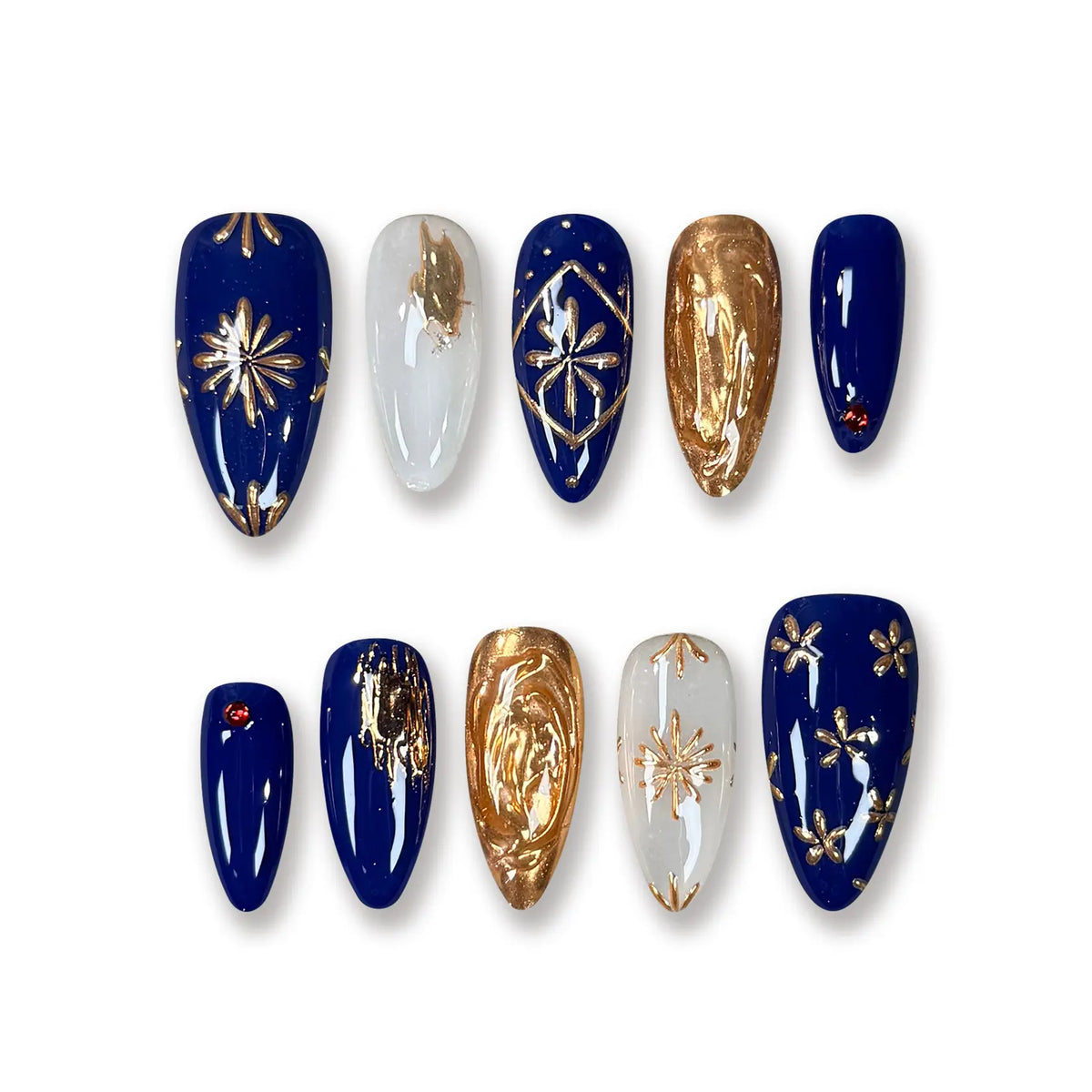Pressmeon Handmade Press-on Nails | Holy Glory | Long Stiletto Shape Collection | 3D Luxury Salon Quality | Reusable & Extra Durable | Eco Package