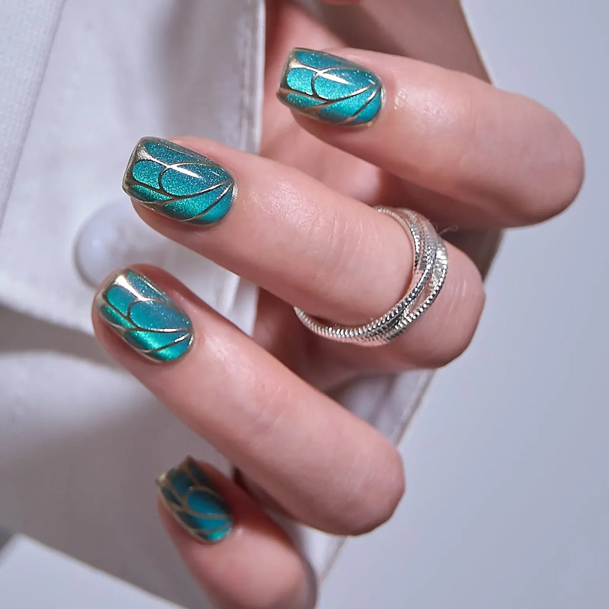 CurvLife Luxury Art Press-On Nails Collection – 30PCS Long Almond Styles, Intricate French Tips, Metallic Lines, Gem Accents and Elegant Statement Designs, Reusable Salon-Quality Nails for Special Occasions, Parties and Refined Everyday Glam