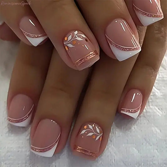 Women's 24Pcs Minimalist Short Square Press-On Nail Sets, Classic French-Tip Fake Nails, Easy-Apply DIY Manicure Kit for Everyday Wear