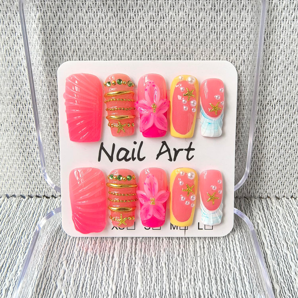Handmade Press on Nails Medium Square Fake Nails Green Ombre French Tip with 3D Flower Designs luxury Rhinestones Glossy Cute Acrylic Nails for Women 10pcs (Size M）