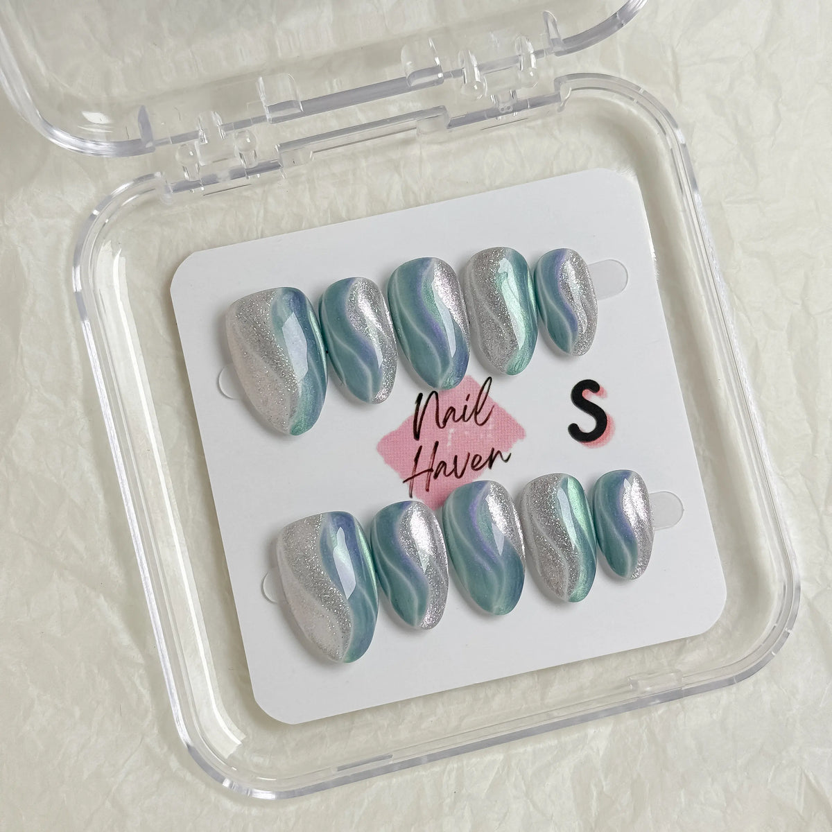 NailHaven| Short Almond Continued Collection - 10 Pcs Handmade Press-On Nails| Cute Acrylic Nails, High Quality Reusable