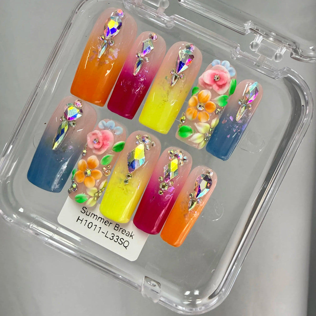 Promake 2026 Summer Handmade Press-On Nails Collection, 100% Luxury Easy Apply Set with Art Designs & Care Tools, Beach Ready Unique Look Sizes S-L, Salon-Quality at Home, Ready to Gift,sohochic