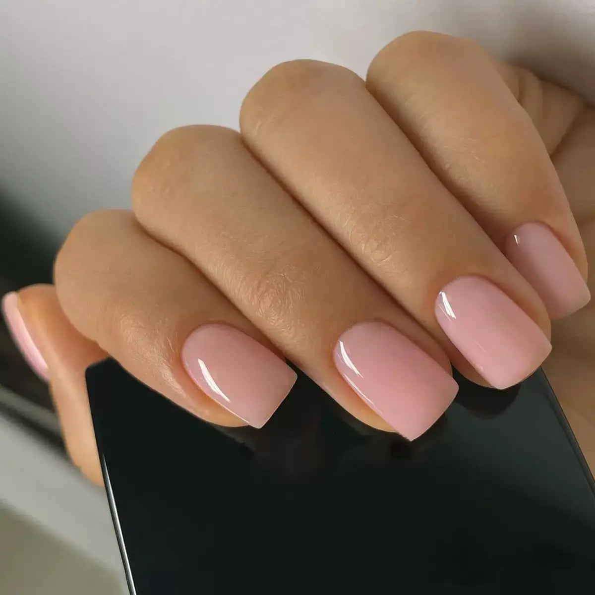 Milky White Press-On Nails - 24Pcs Short Square Reusable Nails, Glossy Finish, Easy Apply, Elegant Fashion Style, Comfortable, Durable, for Daily Wear & Business Use, Lightweight