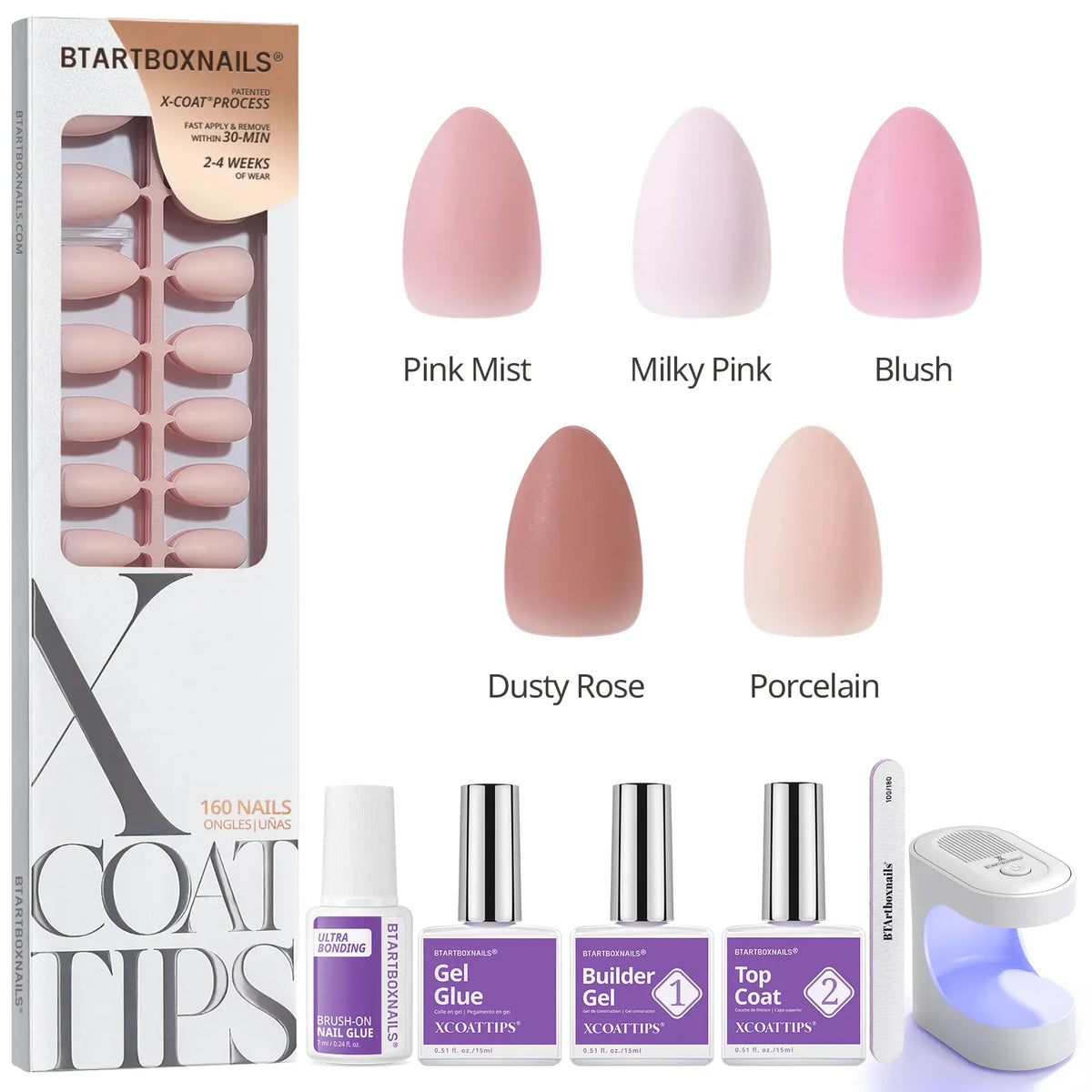 btartboxnails XCOATTIPS Soft Gel Nail Tips - Square or Almond or Coffin or Stiletto Press on Nails,4-Week Wear, Easy-to-Apply, Soak Off, Salon Quality Value at Home, 16 Size - 160 Fake Nails,sohochic