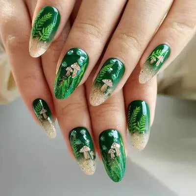 Gilded Blooms Press On Nails | CurvLife Nail | 30pcs Medium Coffin Fake Nails | Glossy Finish with Golden Floral Accents & Radiant Shine | Easy to Apply, Comfortable & Long-Lasting | Ideal for Daily Commutes, Business Meetings, Banquets & Formal Events