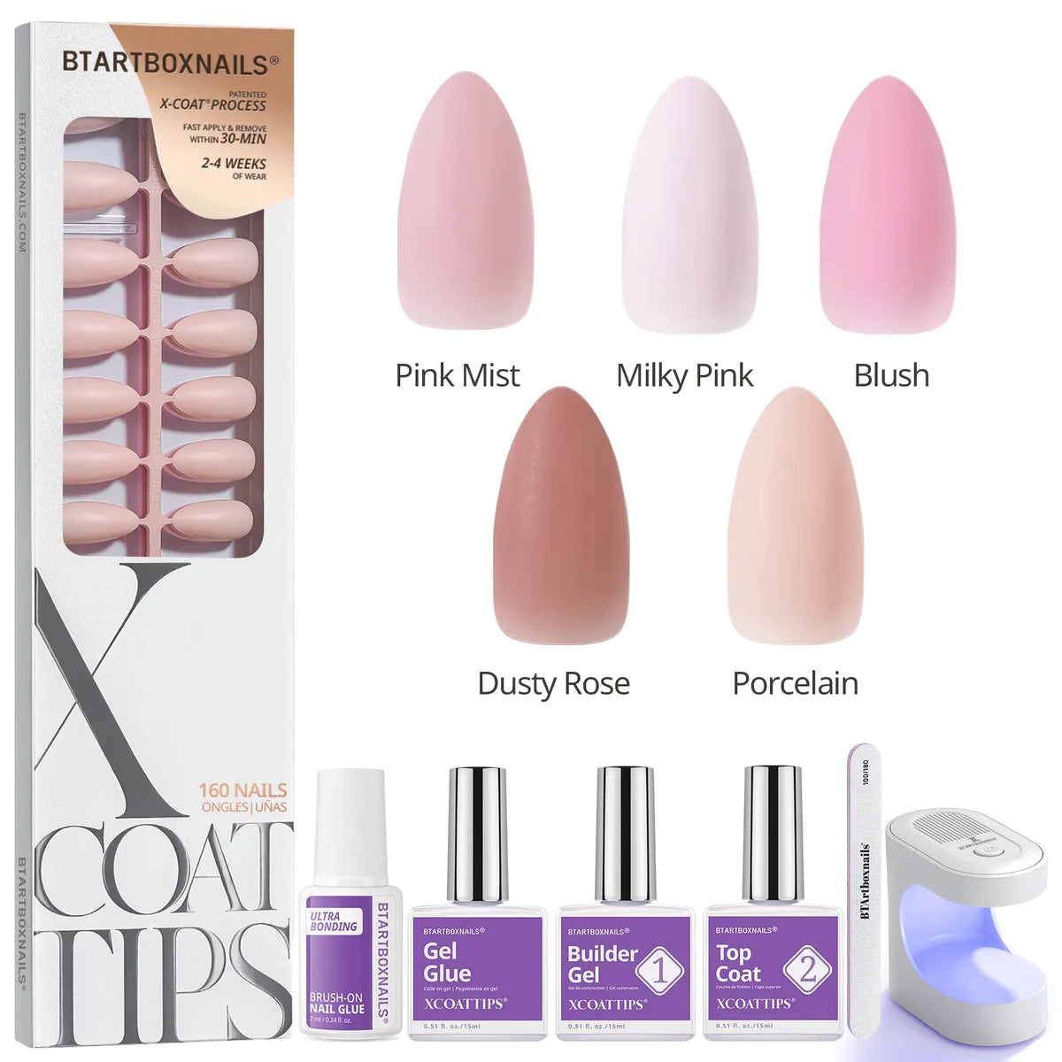 btartboxnails XCOATTIPS Soft Gel Nail Tips - Square or Almond or Coffin or Stiletto Press on Nails,4-Week Wear, Easy-to-Apply, Soak Off, Salon Quality Value at Home, 16 Size - 160 Fake Nails,sohochic