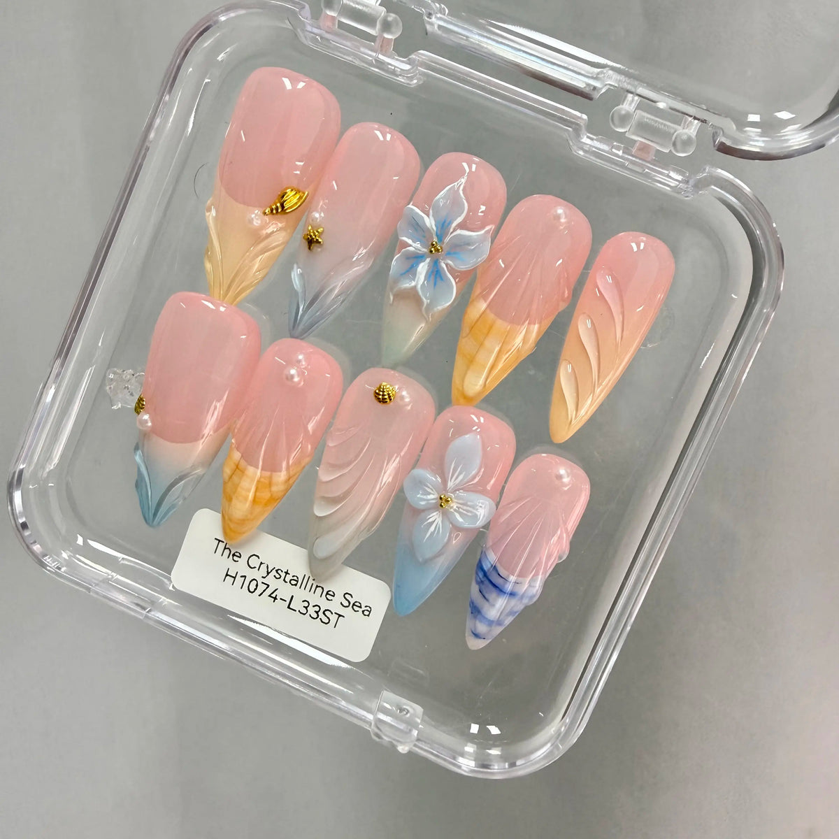 Promake 2026 Summer Handmade Press-On Nails Collection, 100% Luxury Easy Apply Set with Art Designs & Care Tools, Beach Ready Unique Look Sizes S-L, Salon-Quality at Home, Ready to Gift,sohochic