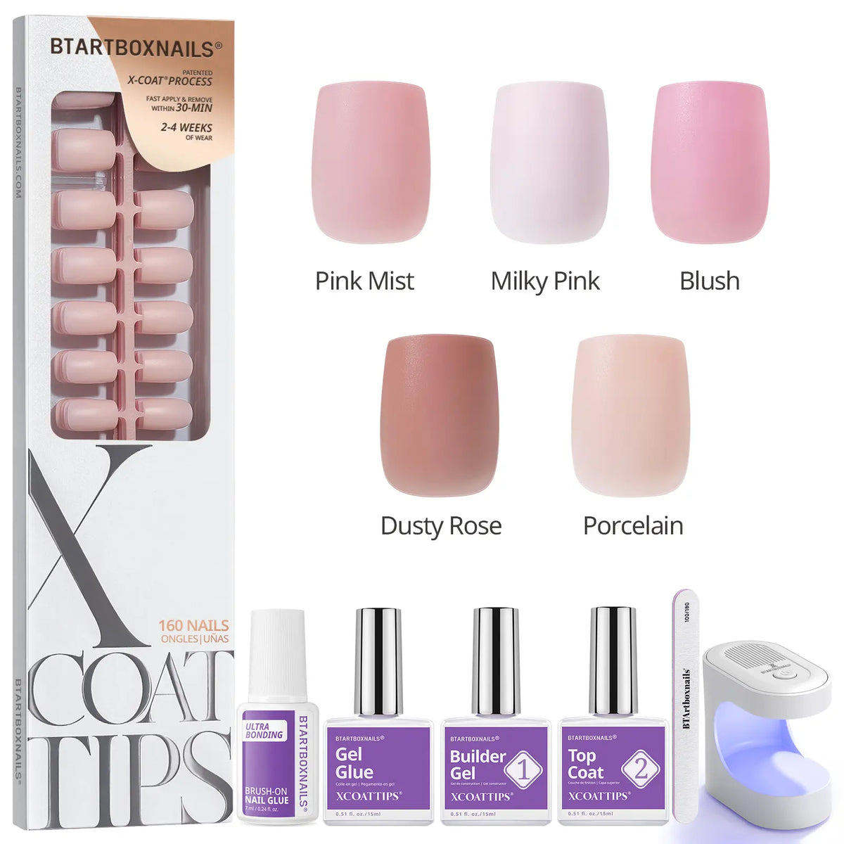 btartboxnails XCOATTIPS Soft Gel Nail Tips - Square or Almond or Coffin or Stiletto Press on Nails,4-Week Wear, Easy-to-Apply, Soak Off, Salon Quality Value at Home, 16 Size - 160 Fake Nails,sohochic