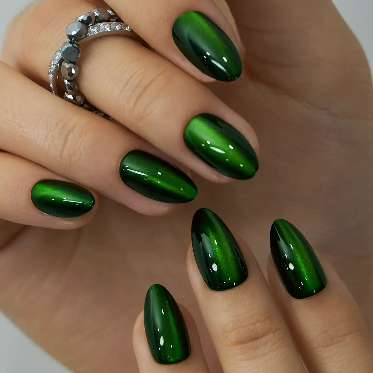 Cat Eye Burgundy Press On Nails | CurvLife Nail | 24pcs Short Square Fake Nails | Magnetic Gel Effect | Easy Apply, Long-Lasting | Daily & Business Nail Art