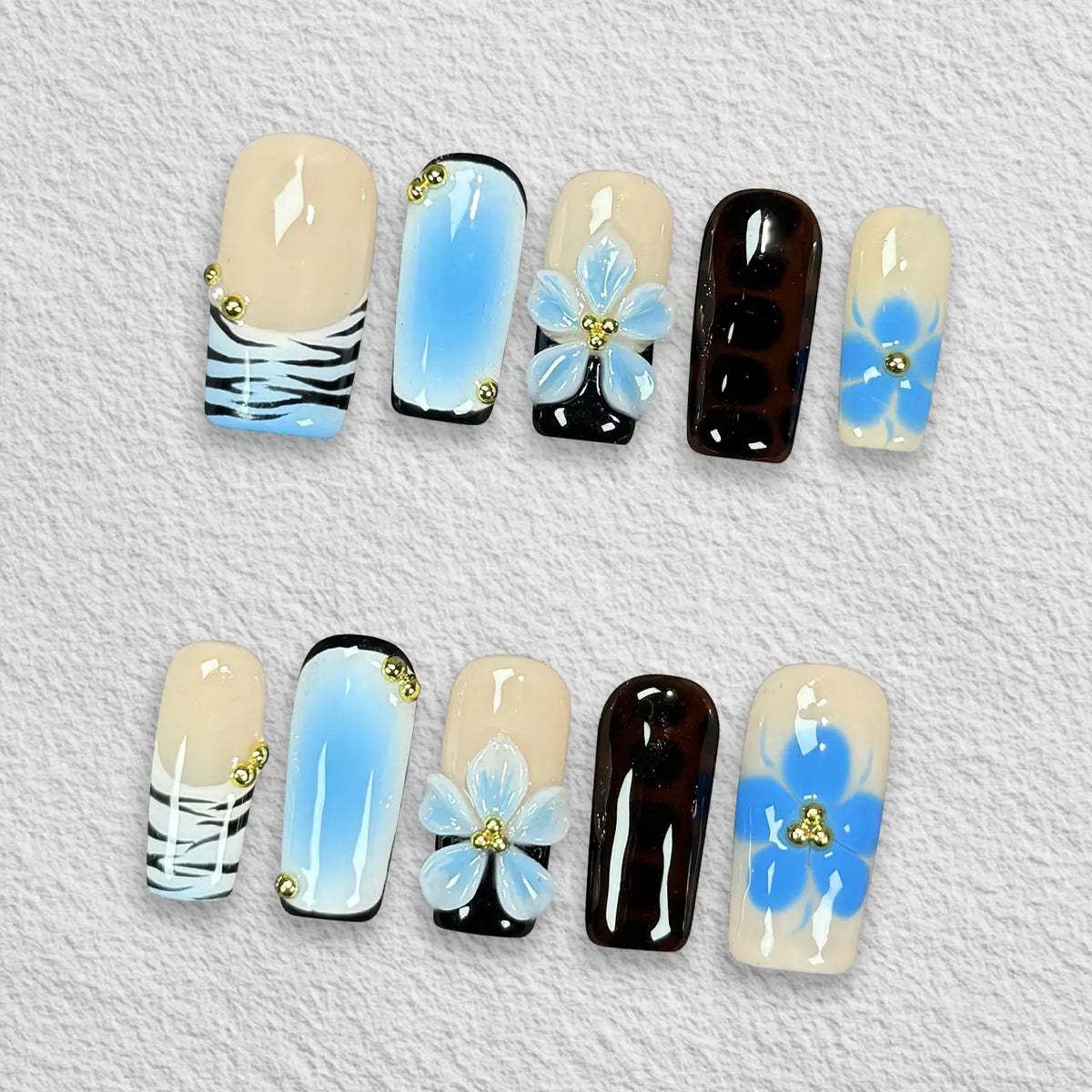 Pressmeon Handmade Press-on Nails | Glamorous Stiletto Square Almond Shape Collection | 3D Luxury Salon Quality press on nails | Reusable & Extra Durable press on nail sets | Eco Package acrylic nails with nail glue