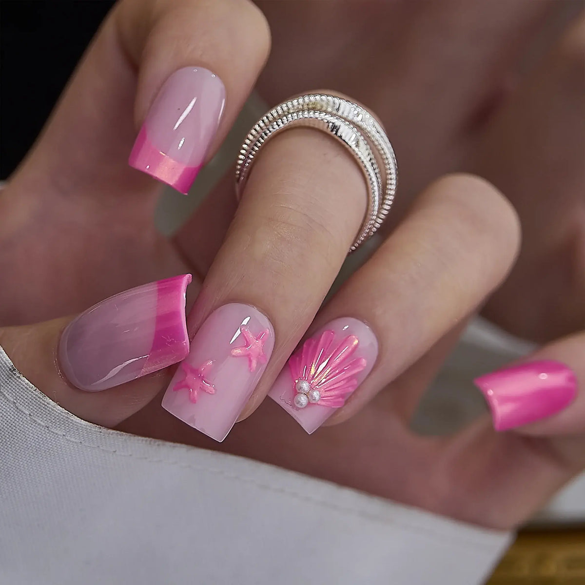 CurvLife Luxury Art Press-On Nails Collection – 30PCS Long Almond Styles, Intricate French Tips, Metallic Lines, Gem Accents and Elegant Statement Designs, Reusable Salon-Quality Nails for Special Occasions, Parties and Refined Everyday Glam