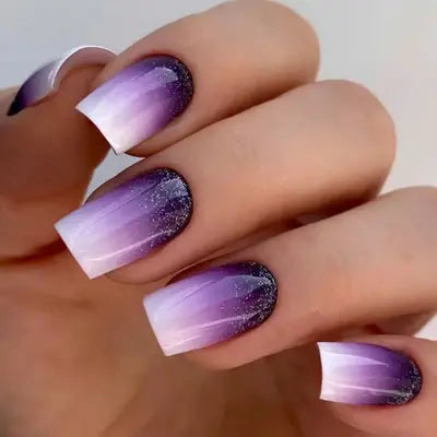 Elegant Light Purple Ombre Press On Nails | CurvLife Nail | 30pcs Medium Coffin Fake Nails | Glossy Finish with Subtle Purple Gradient | Easy to Apply, Comfortable & Long-Lasting | Ideal for Daily Commutes, Business Lunches, Weddings & Elegant Events