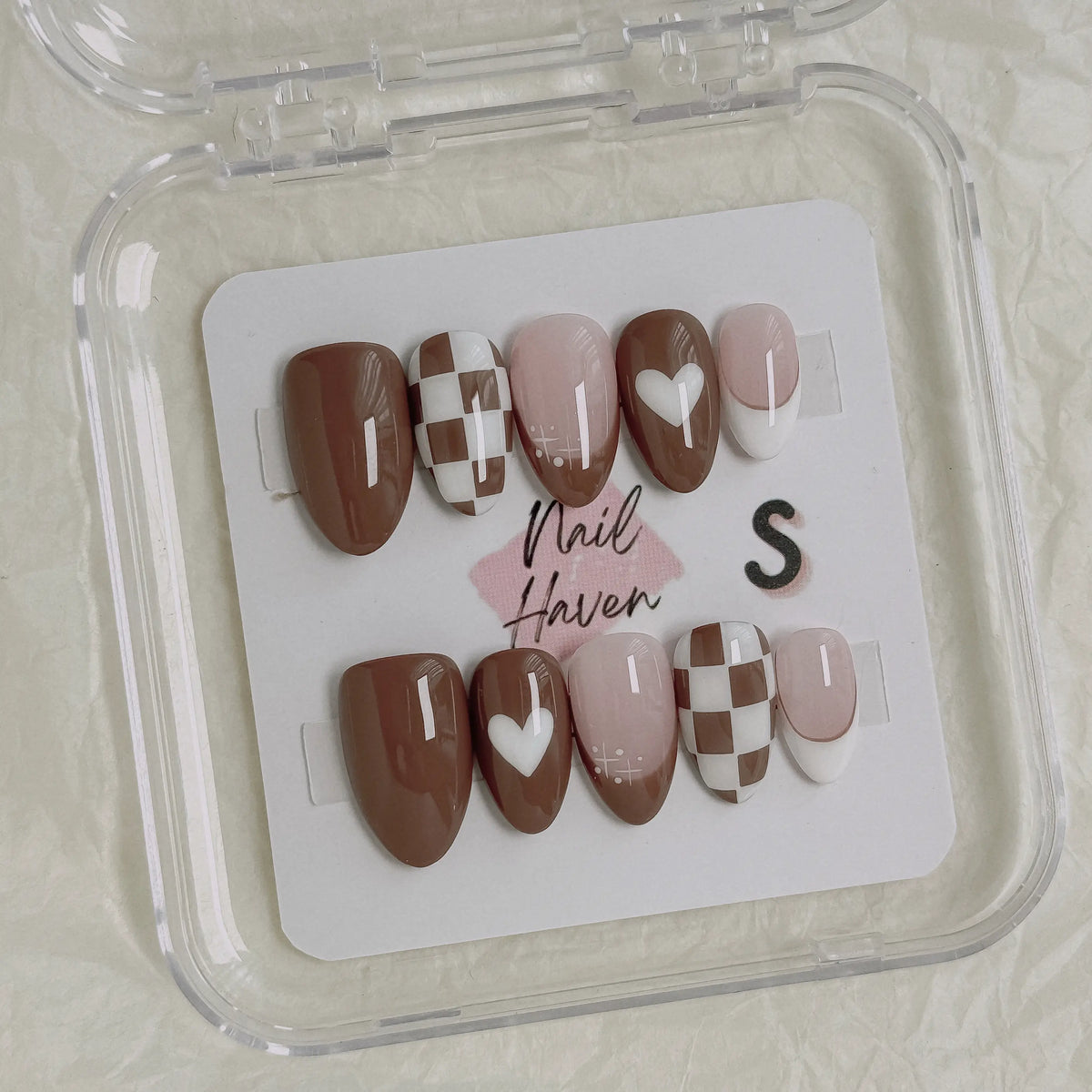 NailHaven| Short Almond Continued Collection - 10 Pcs Handmade Press-On Nails| Cute Acrylic Nails, High Quality Reusable