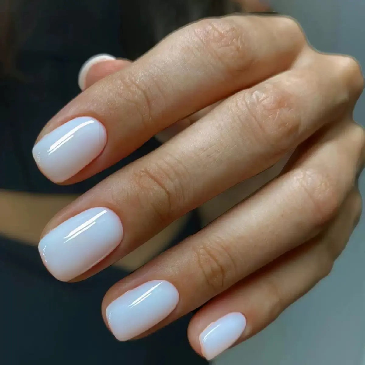 Milky White Press-On Nails - 24Pcs Short Square Reusable Nails, Glossy Finish, Easy Apply, Elegant Fashion Style, Comfortable, Durable, for Daily Wear & Business Use, Lightweight