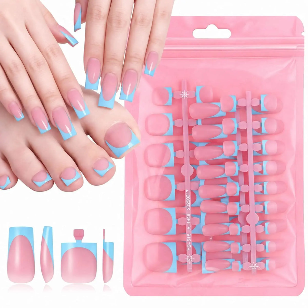 Everyday Glam Press On Nail Sets 60 Pcs Classic White French Medium Square Kit For At Home Manicures Festive And Party Gift Nail Press On Nails