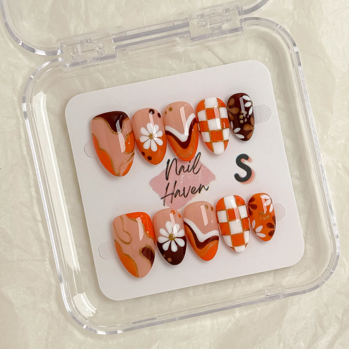 NailHaven| Short Almond Continued Collection - 10 Pcs Handmade Press-On Nails| Cute Acrylic Nails, High Quality Reusable
