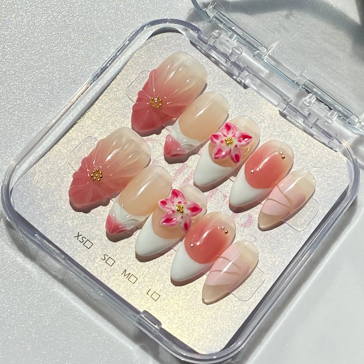 10Pcs Handmade Press On Nails Reusable Medium Handmade Acrylic Press Nails New Summer Collection, Cute Elegant Luxury Cat Eye Design, Ocean Inspired, High Quality Soft Sophisticated Look for Women Nail Art