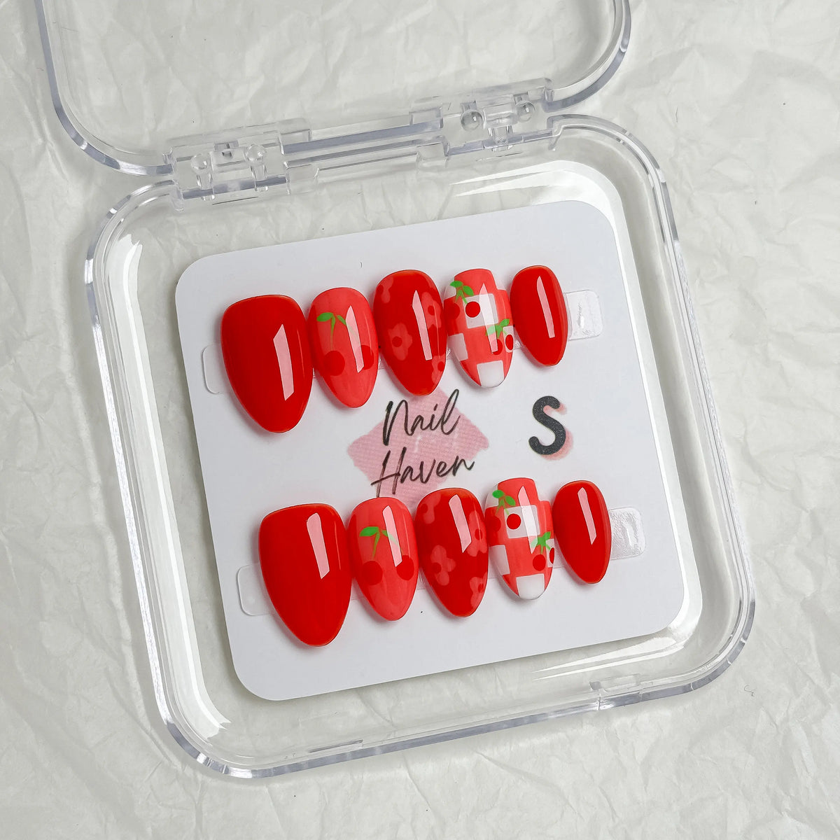 NailHaven| Short Almond Continued Collection - 10 Pcs Handmade Press-On Nails| Cute Acrylic Nails, High Quality Reusable