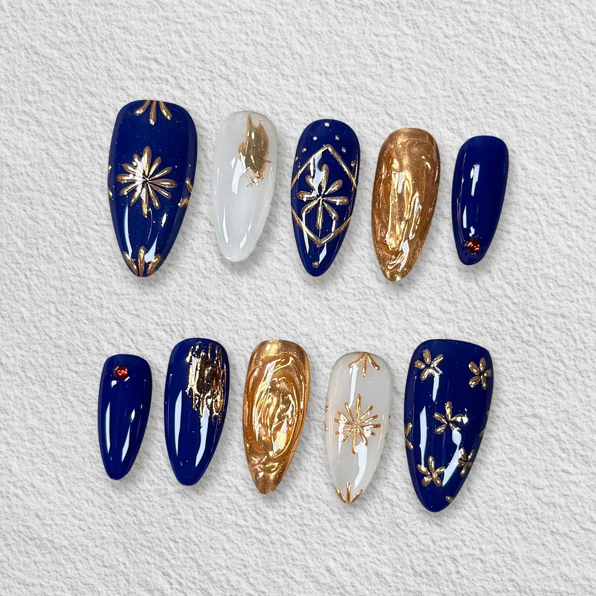 Pressmeon Handmade Press-on Nails | Glamorous Stiletto Square Almond Shape Collection | 3D Luxury Salon Quality press on nails | Reusable & Extra Durable press on nail sets | Eco Package acrylic nails with nail glue