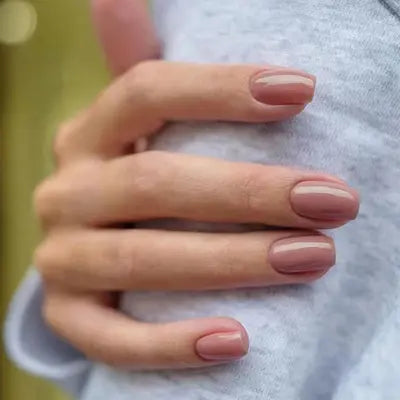 Elegant Nude with Silver-trim Press-On Nails | CurvLife Nail | 30pcs Medium Square Fake Nails | Glossy Finish with Subtle Shine & Delicate Accents | Easy to Apply, Comfortable & Long-lasting | Perfect for Business , Interviews, Church & Refined Gatherings
