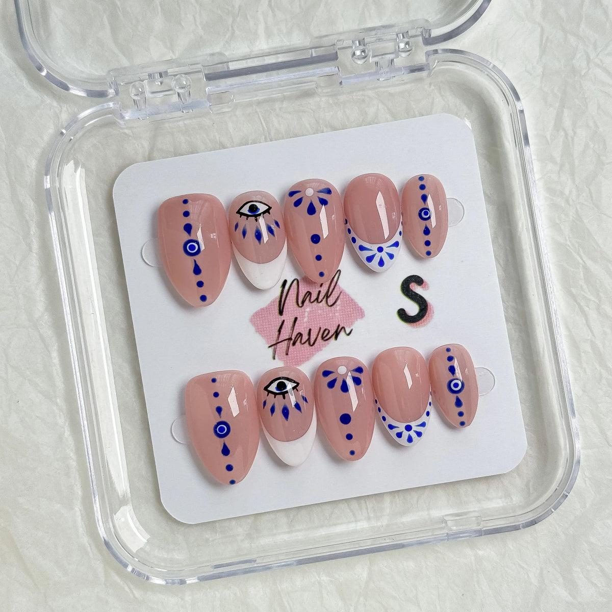 NailHaven| Short Almond Continued Collection - 10 Pcs Handmade Press-On Nails| Cute Acrylic Nails, High Quality Reusable