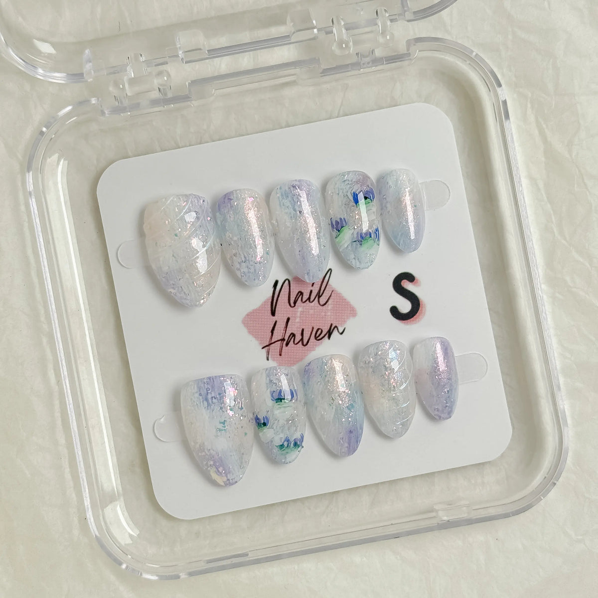 NailHaven| Short Almond Continued Collection - 10 Pcs Handmade Press-On Nails| Cute Acrylic Nails, High Quality Reusable