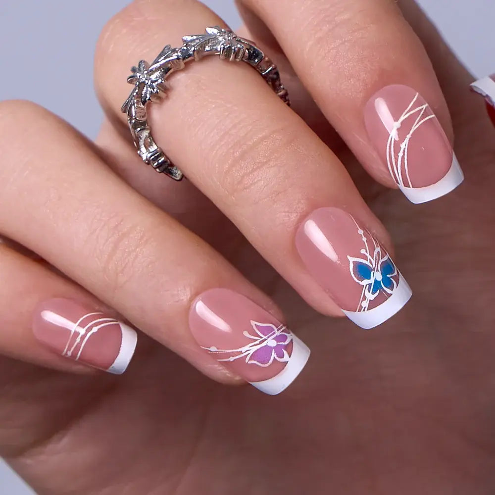 CurvLife Soft Nude Pink Gradient Press-On Nails | 30Pcs | Short Square | Elegant Natural Ombre Finish | Summervibes | No UV Needed, Easy to Apply, Comfortable Fit, Long-Lasting | Perfect for Daily Wear, Office Looks, Romantic Dates & Minimalist Nail Art