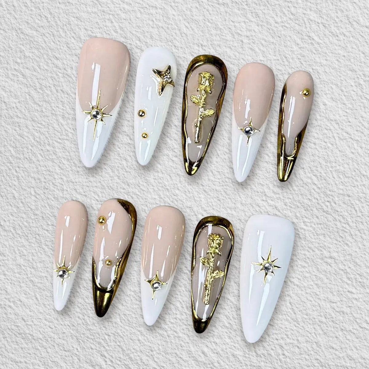 Pressmeon Handmade Press-on Nails | Glamorous Stiletto Square Almond Shape Collection | 3D Luxury Salon Quality press on nails | Reusable & Extra Durable press on nail sets | Eco Package acrylic nails with nail glue