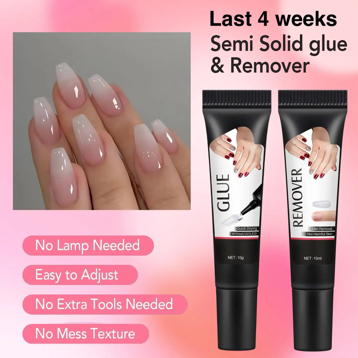 Gentle and sweet girly press-on nails featuring an icy, translucent gradient, sheer white, and plaid pattern.