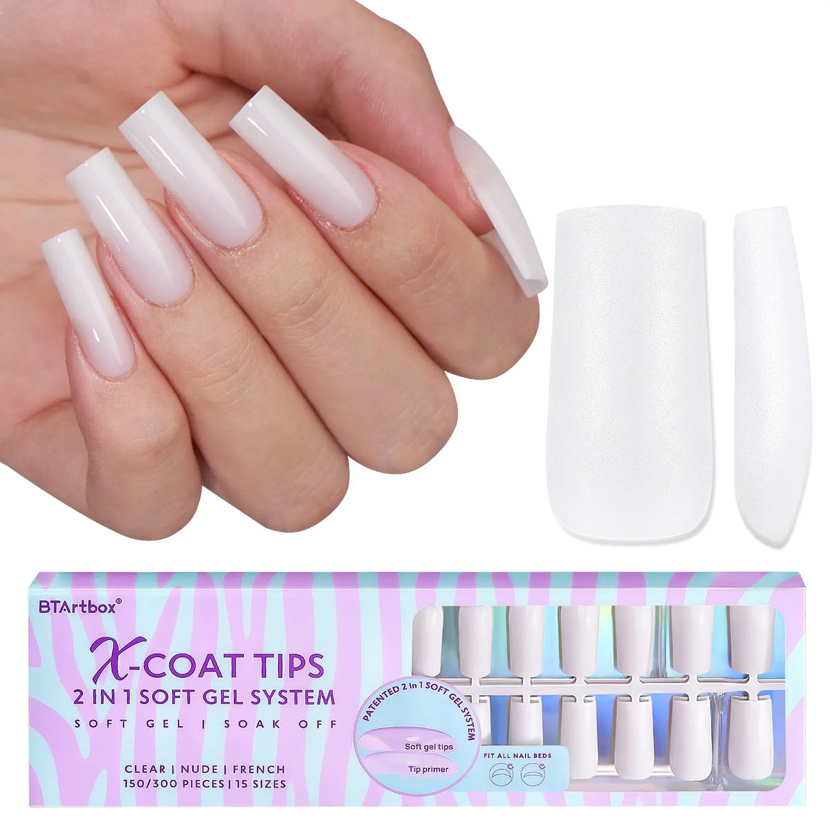 btartboxnails XCOATTIPS Soft Gel Nail Tips - Square or Almond or Coffin or Stiletto Press on Nails,4-Week Wear, Easy-to-Apply, Soak Off, Salon Quality Value at Home, 16 Size - 160 Fake Nails,sohochic