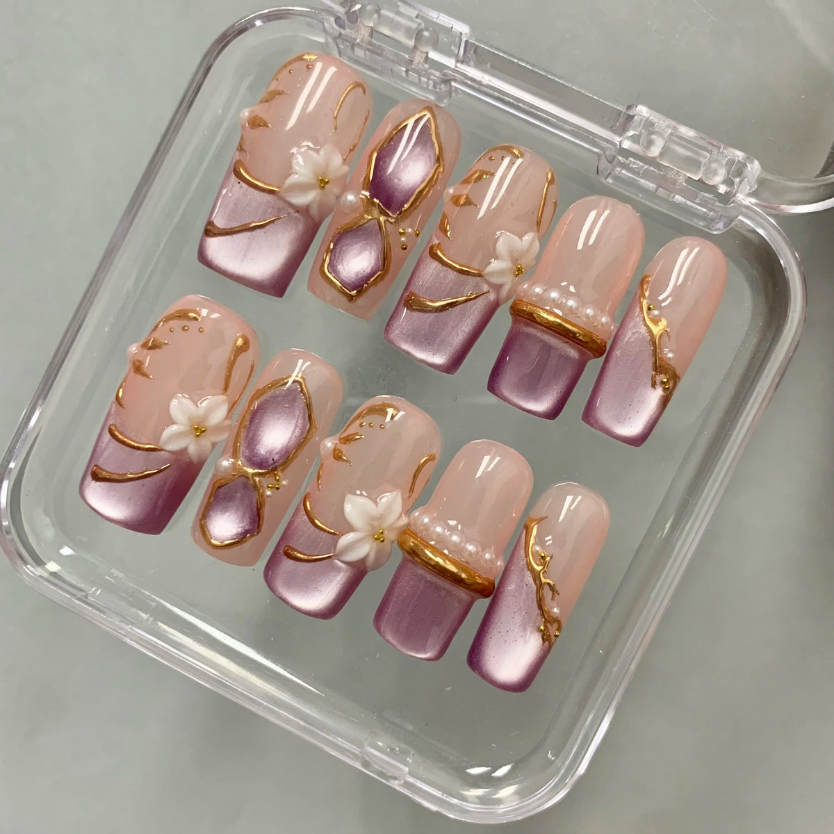 Promake 2026 Summer Handmade Press-On Nails Collection, 100% Luxury Easy Apply Set with Art Designs & Care Tools, Beach Ready Unique Look Sizes S-L, Salon-Quality at Home, Ready to Gift,sohochic