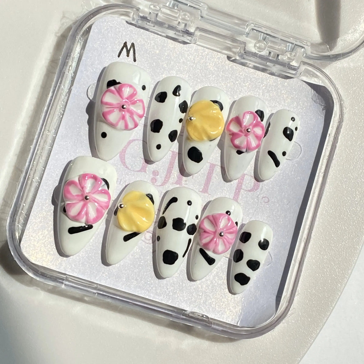 10Pcs Handmade Press On Nails Reusable Medium Handmade Acrylic Press Nails New Summer Collection, Cute Elegant Luxury Cat Eye Design, Ocean Inspired, High Quality Soft Sophisticated Look for Women Nail Art