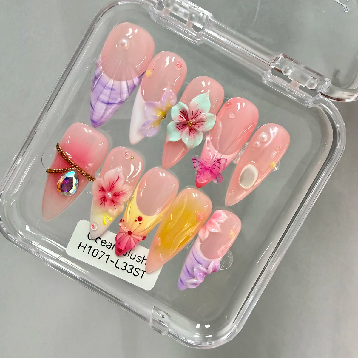 Promake 2026 Summer Handmade Press-On Nails Collection, 100% Luxury Easy Apply Set with Art Designs & Care Tools, Beach Ready Unique Look Sizes S-L, Salon-Quality at Home, Ready to Gift,sohochic