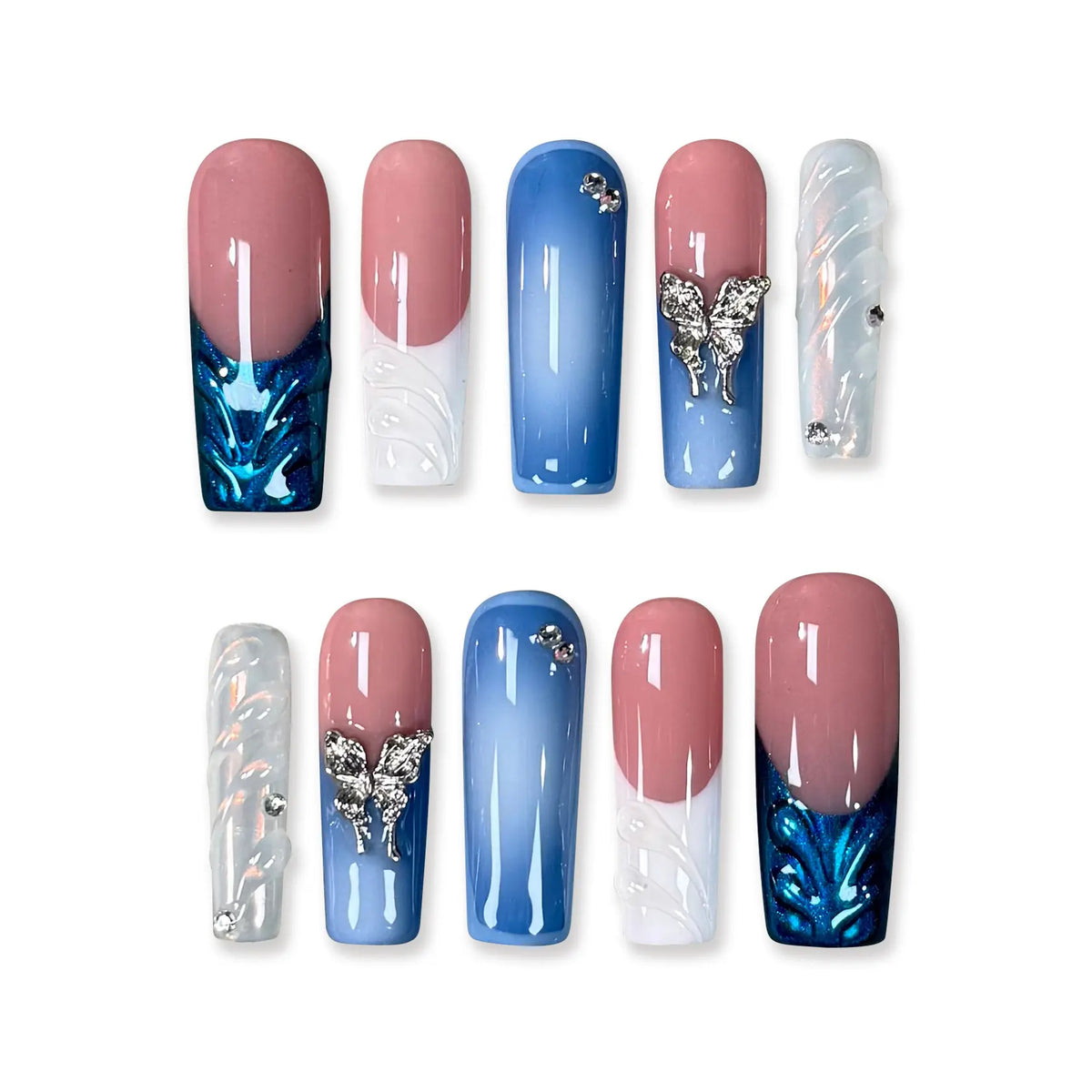 Pressmeon Handmade Press-on Nails | Holy Glory | Long Stiletto Shape Collection | 3D Luxury Salon Quality | Reusable & Extra Durable | Eco Package