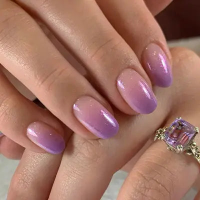 Elegant Light Purple Ombre Press On Nails | CurvLife Nail | 30pcs Medium Coffin Fake Nails | Glossy Finish with Subtle Purple Gradient | Easy to Apply, Comfortable & Long-Lasting | Ideal for Daily Commutes, Business Lunches, Weddings & Elegant Events